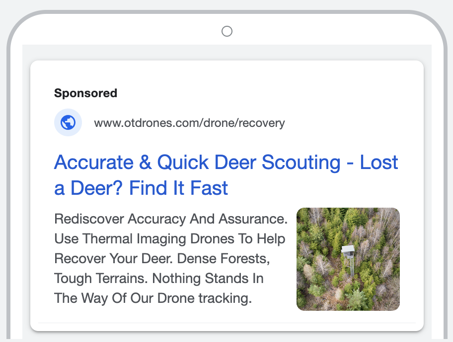 Google Ad Preview for On Target Drones