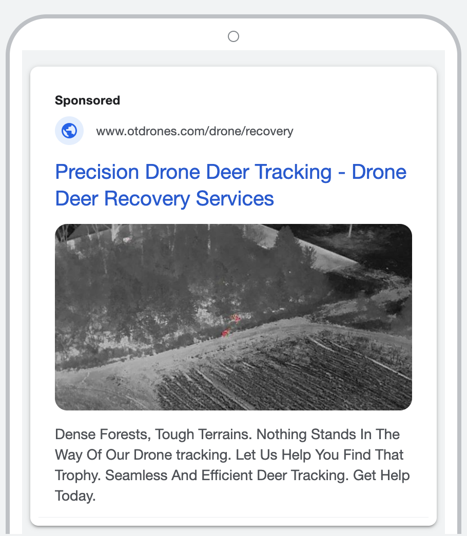 Google Ad Preview for On Target Drones